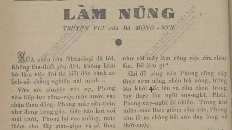 LÀM NŨNG - Truyện ngắn Mộng Sơn