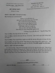 Một đề văn kiểm tra học kỳ gây tranh cãi